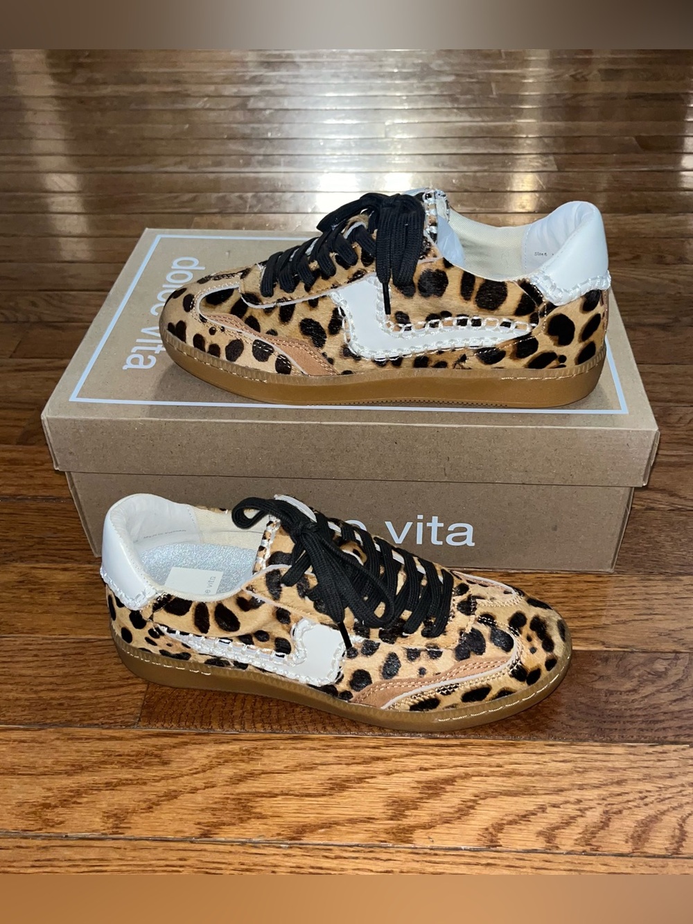 Dolce Vita Notice Stitch Genuine Calf Hair Dark Leopard Print Women’s Size 6